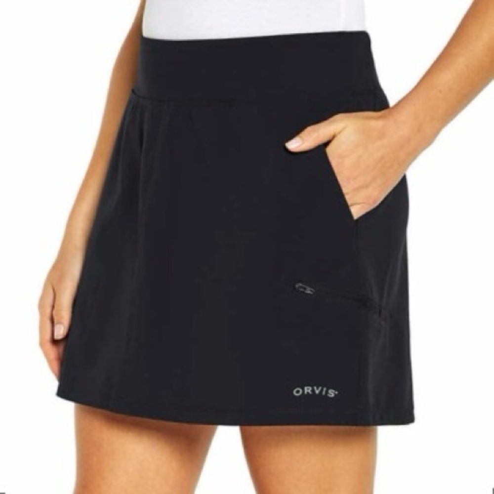 Orvis Skort Skirt Performance Tennis Golf Pickleball Pockets Black Sz M Athletic
